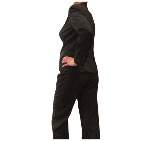 Amanda Smith Black White Vintage Pinstripe Blazer Pants Suit Work Attire Size 8 - Picture 4 of 7